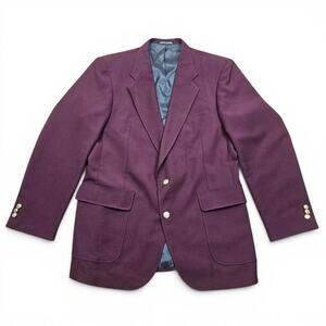 DAVID TAYLOR Blazer Men's 42L VTG 90's Burgundy Wool Sport Coat Business Casual